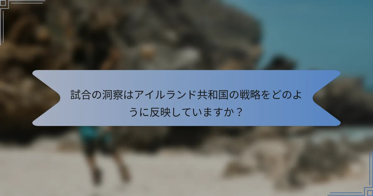 試合の洞察はアイルランド共和国の戦略をどのように反映していますか?