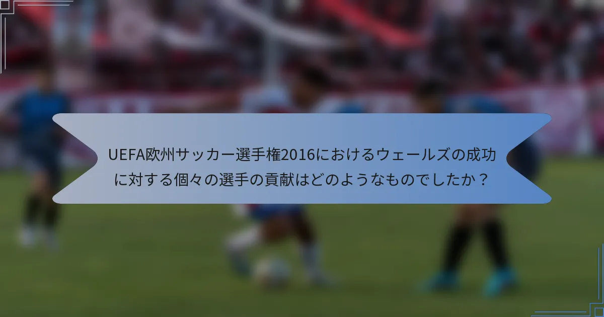 UEFA欧州サッカー選手権2016におけるウェールズの成功に対する個々の選手の貢献はどのようなものでしたか？