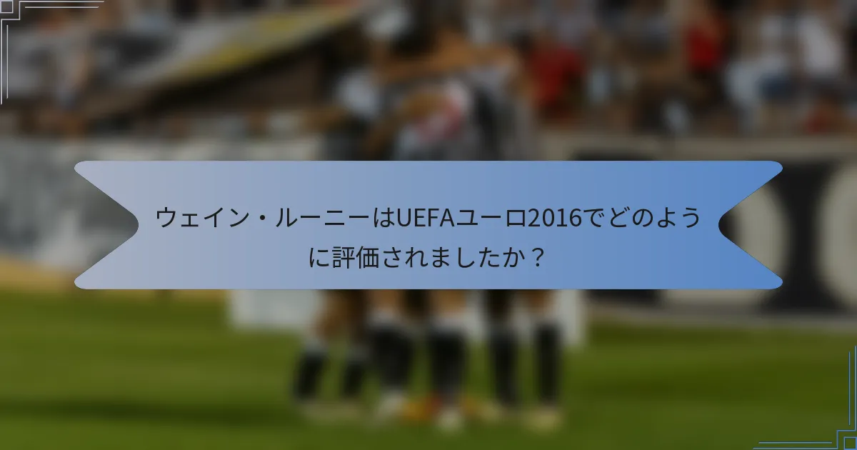 ウェイン・ルーニーはUEFAユーロ2016でどのように評価されましたか？