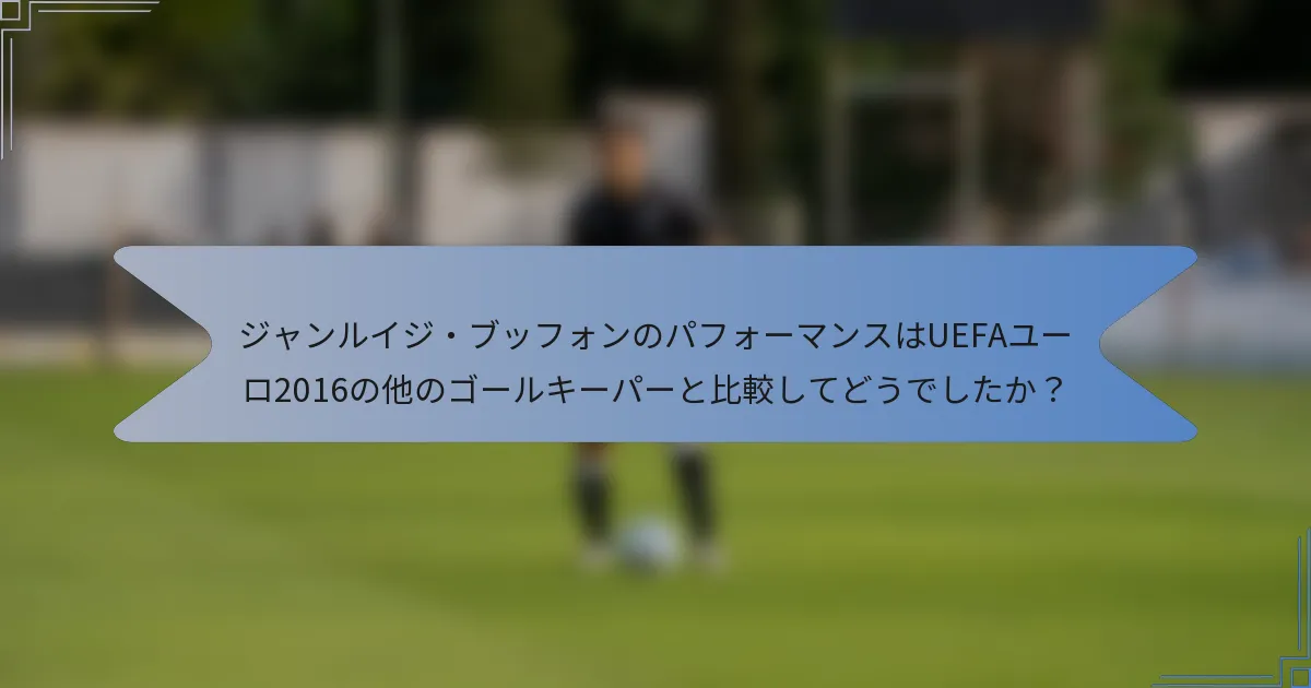 ジャンルイジ・ブッフォンのパフォーマンスはUEFAユーロ2016の他のゴールキーパーと比較してどうでしたか?